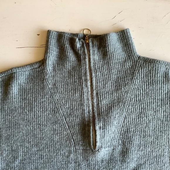 LOFT light green 1/4 zip mock neck ribbed sweater Large - Picture 2 of 9